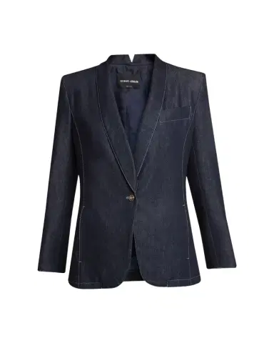 Giorgio Armani Single-Button Denim Blazer | Thumbnail 1 Giorgio Armani Single-Button Denim Blazer | Thumbnail 1