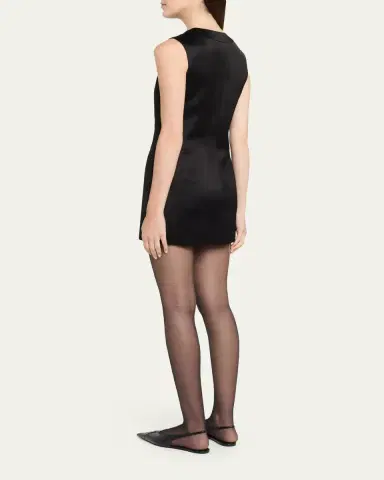 Saint Laurent Crystal Buttoned Satin Sleeveless Mini Dress | Thumbnail 3 Saint Laurent Crystal Buttoned Satin Sleeveless Mini Dress | Thumbnail 3