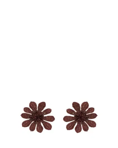 Oscar de la Renta Woven Raffia Flower Clip-On Earrings | Thumbnail 1 Oscar de la Renta Woven Raffia Flower Clip-On Earrings | Thumbnail 1