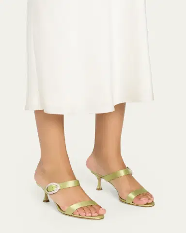 Manolo Blahnik 90mm Zutosan Satin Embellished Buckle Slingback Sandals | Thumbnail 2 Manolo Blahnik 90mm Zutosan Satin Embellished Buckle Slingback Sandals | Thumbnail 2