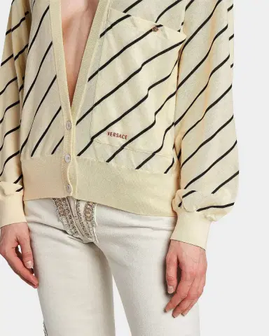 Versace Jeans Couture La Vacanza Bias Striped Wool Oversized Cardigan | Thumbnail 5 Versace Jeans Couture La Vacanza Bias Striped Wool Oversized Cardigan | Thumbnail 5