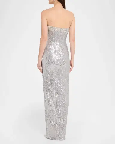 Pamella Roland Strapless Sequined Column Gown | Thumbnail 3 Pamella Roland Strapless Sequined Column Gown | Thumbnail 3