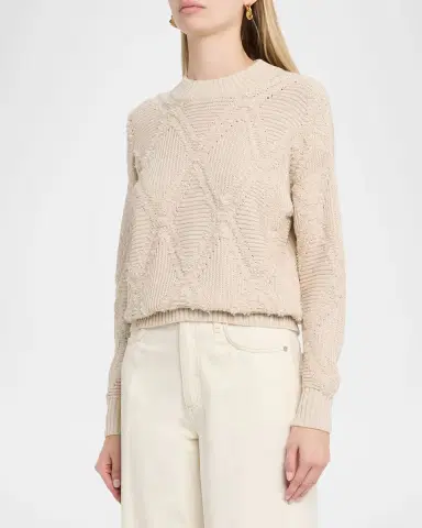 Autumn Cashmere Ribbed and Boucle Knit Diamond Sweater | Thumbnail 4 Autumn Cashmere Ribbed and Boucle Knit Diamond Sweater | Thumbnail 4