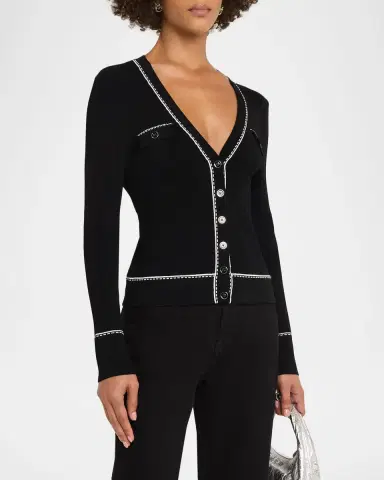 Autumn Cashmere Slim-Fit Rib Knit Cardigan | Thumbnail 4 Autumn Cashmere Slim-Fit Rib Knit Cardigan | Thumbnail 4