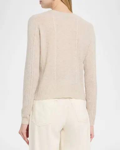 Autumn Cashmere Stitchery Crewneck Cashmere Cardigan | Thumbnail 3 Autumn Cashmere Stitchery Crewneck Cashmere Cardigan | Thumbnail 3
