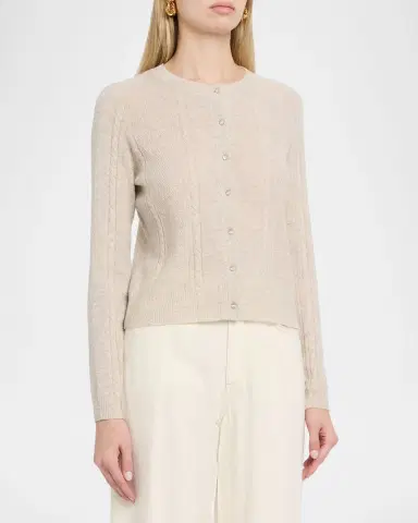 Autumn Cashmere Stitchery Crewneck Cashmere Cardigan | Thumbnail 4 Autumn Cashmere Stitchery Crewneck Cashmere Cardigan | Thumbnail 4