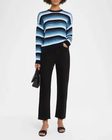 Autumn Cashmere Gradient Striped Pointelle Cotton Sweater | Thumbnail 2 Autumn Cashmere Gradient Striped Pointelle Cotton Sweater | Thumbnail 2