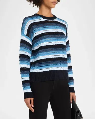 Autumn Cashmere Gradient Striped Pointelle Cotton Sweater | Thumbnail 4 Autumn Cashmere Gradient Striped Pointelle Cotton Sweater | Thumbnail 4