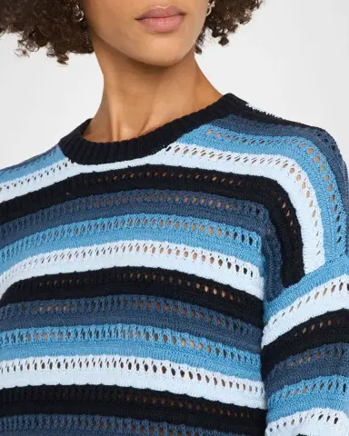 Autumn Cashmere Gradient Striped Pointelle Cotton Sweater | Thumbnail 5 Autumn Cashmere Gradient Striped Pointelle Cotton Sweater | Thumbnail 5