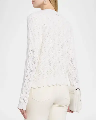 Autumn Cashmere Scalloped Pointelle Diamond Knit Cardigan | Thumbnail 3 Autumn Cashmere Scalloped Pointelle Diamond Knit Cardigan | Thumbnail 3