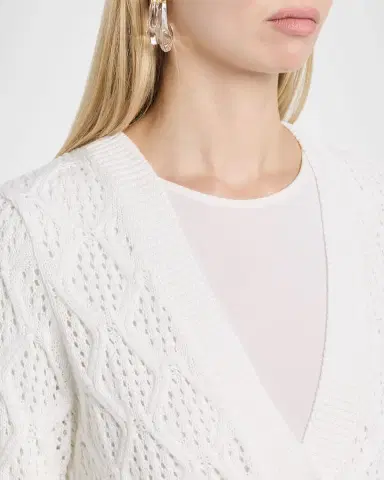 Autumn Cashmere Scalloped Pointelle Diamond Knit Cardigan | Thumbnail 5 Autumn Cashmere Scalloped Pointelle Diamond Knit Cardigan | Thumbnail 5