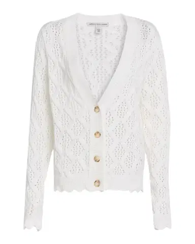 Autumn Cashmere Scalloped Pointelle Diamond Knit Cardigan | Thumbnail 1 Autumn Cashmere Scalloped Pointelle Diamond Knit Cardigan | Thumbnail 1