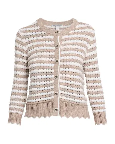 Autumn Cashmere Striped Pointelle-Knit Cotton Cardigan | Thumbnail 1 Autumn Cashmere Striped Pointelle-Knit Cotton Cardigan | Thumbnail 1