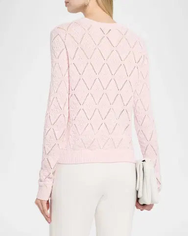 Autumn Cashmere Crewneck Diamond Stitch Cotton Sweater | Thumbnail 3 Autumn Cashmere Crewneck Diamond Stitch Cotton Sweater | Thumbnail 3