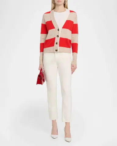 Autumn Cashmere Striped Cashmere Rugby Polo Cardigan | Thumbnail 2 Autumn Cashmere Striped Cashmere Rugby Polo Cardigan | Thumbnail 2