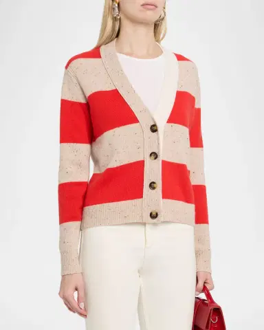 Autumn Cashmere Striped Cashmere Rugby Polo Cardigan | Thumbnail 4 Autumn Cashmere Striped Cashmere Rugby Polo Cardigan | Thumbnail 4