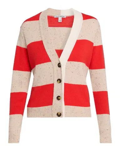 Autumn Cashmere Striped Cashmere Rugby Polo Cardigan | Thumbnail 1 Autumn Cashmere Striped Cashmere Rugby Polo Cardigan | Thumbnail 1