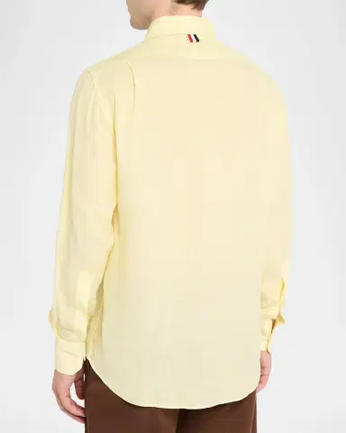 Thom Browne Men's Linen Garment Dyed Button-Down Shirt | Thumbnail 3 Thom Browne Men's Linen Garment Dyed Button-Down Shirt | Thumbnail 3