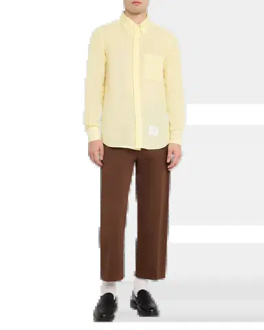 Thom Browne Men's Linen Garment Dyed Button-Down Shirt | Thumbnail 6 Thom Browne Men's Linen Garment Dyed Button-Down Shirt | Thumbnail 6