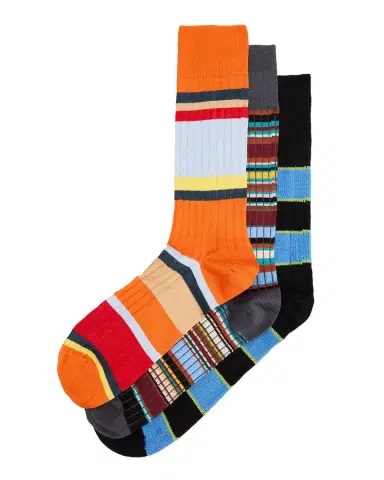 Paul Smith Men's Multi-Stripe Ribbed Mid-Calf Socks | Thumbnail 3 Paul Smith Men's Multi-Stripe Ribbed Mid-Calf Socks | Thumbnail 3