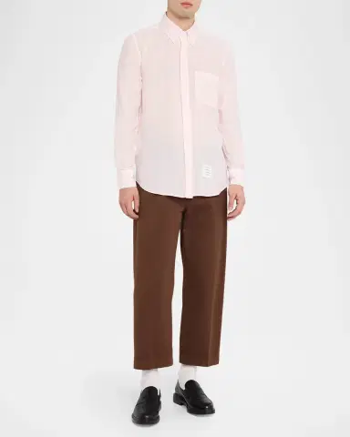 Thom Browne Men's Linen Garment Dyed Button-Down Shirt | Thumbnail 2 Thom Browne Men's Linen Garment Dyed Button-Down Shirt | Thumbnail 2