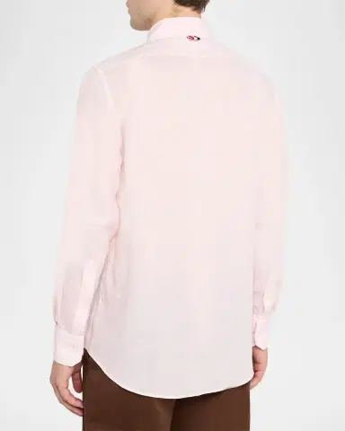 Thom Browne Men's Linen Garment Dyed Button-Down Shirt | Thumbnail 3 Thom Browne Men's Linen Garment Dyed Button-Down Shirt | Thumbnail 3