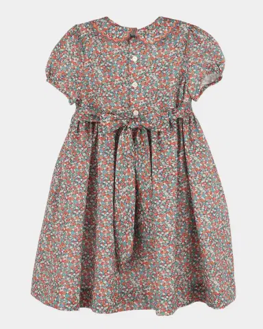 Luli & Me Girl 's Floral Cotton Smocked Dress, Size 2T-6 | Thumbnail 2 Luli & Me Girl 's Floral Cotton Smocked Dress, Size 2T-6 | Thumbnail 2