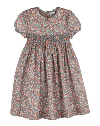 Luli & Me Girl 's Floral Cotton Smocked Dress, Size 2T-6 | Thumbnail 3 Luli & Me Girl 's Floral Cotton Smocked Dress, Size 2T-6 | Thumbnail 3