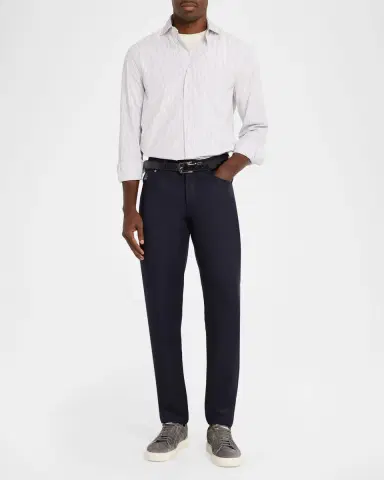 Brunello Cucinelli Men's Cotton Bachetta Stripe Button-Down Shirt | Thumbnail 2 Brunello Cucinelli Men's Cotton Bachetta Stripe Button-Down Shirt | Thumbnail 2