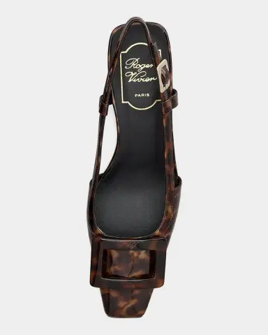 Roger Vivier Belle Vivier 45mm Turtle-Buckle Printed Leather Slingback Pumps | Thumbnail 3 Roger Vivier Belle Vivier 45mm Turtle-Buckle Printed Leather Slingback Pumps | Thumbnail 3