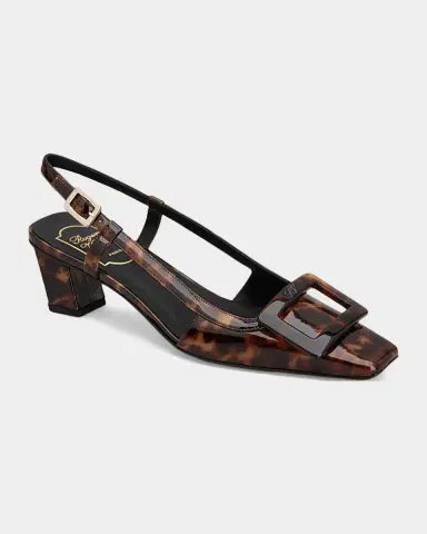 Roger Vivier Belle Vivier 45mm Turtle-Buckle Printed Leather Slingback Pumps | Thumbnail 4 Roger Vivier Belle Vivier 45mm Turtle-Buckle Printed Leather Slingback Pumps | Thumbnail 4
