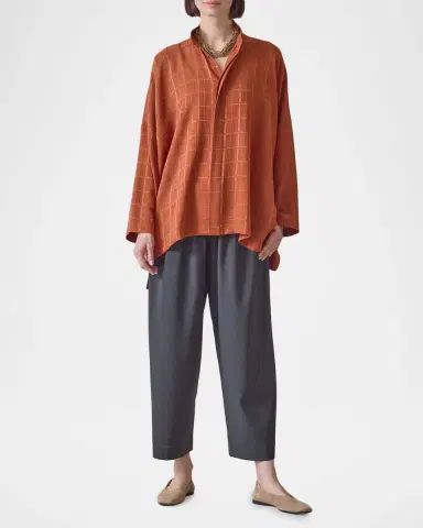 Eskandar Jacquard Silk Satin Shirt | Thumbnail 2 Eskandar Jacquard Silk Satin Shirt | Thumbnail 2
