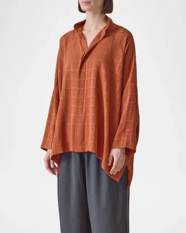 Eskandar Jacquard Silk Satin Shirt | Thumbnail 4 Eskandar Jacquard Silk Satin Shirt | Thumbnail 4