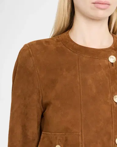 Saint Laurent Suede Collarless Short Jacket | Thumbnail 5 Saint Laurent Suede Collarless Short Jacket | Thumbnail 5