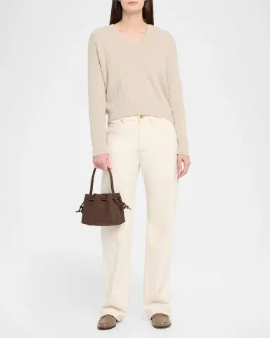 Mansur Gavriel Ostrich-Embossed Leather Drawstring Top-Handle Pouch | Thumbnail 5 Mansur Gavriel Ostrich-Embossed Leather Drawstring Top-Handle Pouch | Thumbnail 5