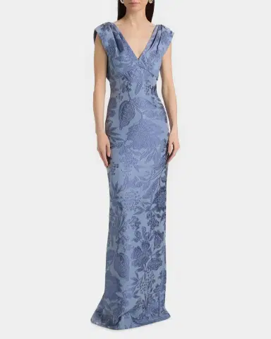 Lela Rose Floral Jacquard Gown | Thumbnail 4 Lela Rose Floral Jacquard Gown | Thumbnail 4