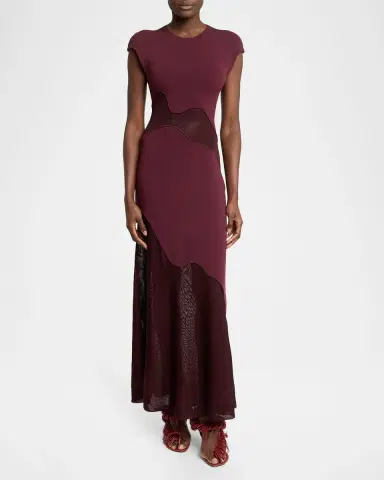Proenza Schouler Maissa Cap-Sleeve Abstract Paneled Maxi Dress | Thumbnail 2 Proenza Schouler Maissa Cap-Sleeve Abstract Paneled Maxi Dress | Thumbnail 2