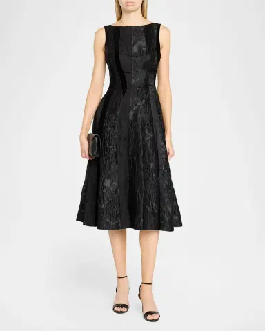Jason Wu Collection Mixed-Media Patchwork Sleeveless Low-Back Midi Dress | Thumbnail 2 Jason Wu Collection Mixed-Media Patchwork Sleeveless Low-Back Midi Dress | Thumbnail 2