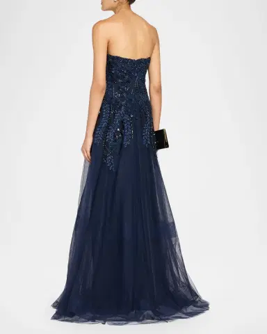 Rickie Freeman for Teri Jon Floral-Embellished Tulle Strapless Gown | Thumbnail 3 Rickie Freeman for Teri Jon Floral-Embellished Tulle Strapless Gown | Thumbnail 3