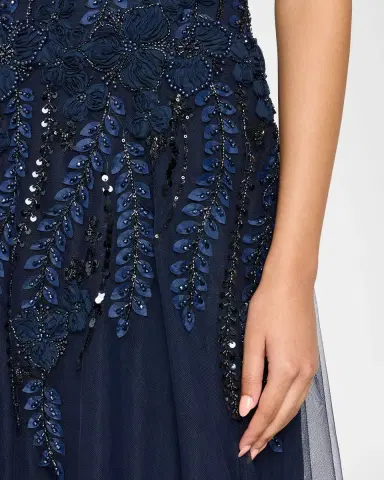 Rickie Freeman for Teri Jon Floral-Embellished Tulle Strapless Gown | Thumbnail 5 Rickie Freeman for Teri Jon Floral-Embellished Tulle Strapless Gown | Thumbnail 5