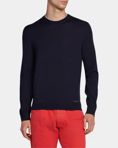 Versace Men's Wool Crewneck Sweater | Thumbnail 4 Versace Men's Wool Crewneck Sweater | Thumbnail 4