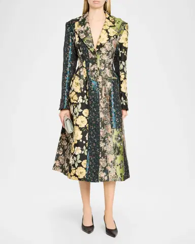 Jason Wu Collection Patchwork Floral Jacquard A-Line Long Jacket | Thumbnail 2 Jason Wu Collection Patchwork Floral Jacquard A-Line Long Jacket | Thumbnail 2
