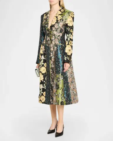 Jason Wu Collection Patchwork Floral Jacquard A-Line Long Jacket | Thumbnail 4 Jason Wu Collection Patchwork Floral Jacquard A-Line Long Jacket | Thumbnail 4