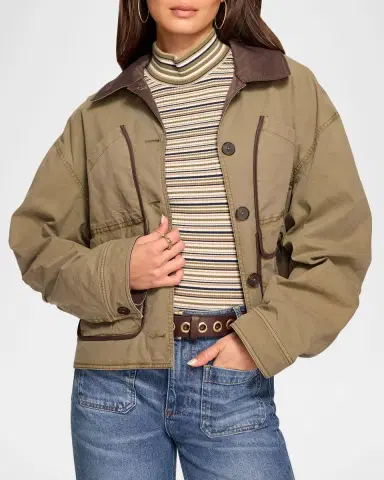 Ramy Brook Izzy Contrast-Trim Cotton Utility Jacket | Thumbnail 4 Ramy Brook Izzy Contrast-Trim Cotton Utility Jacket | Thumbnail 4