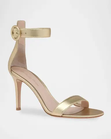 Gianvito Rossi Portofino 85MM Metallic Leather Sandals | Thumbnail 2 Gianvito Rossi Portofino 85MM Metallic Leather Sandals | Thumbnail 2