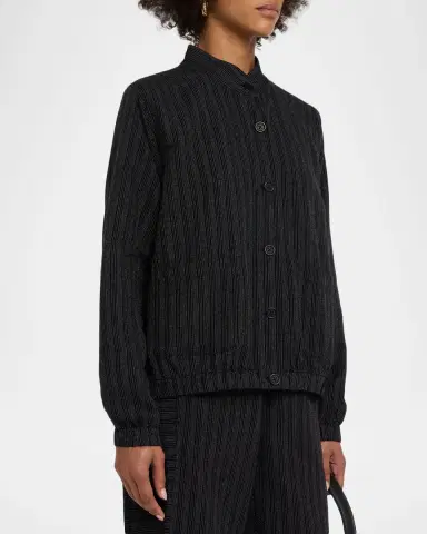 Eileen Fisher Striped Button-Front Jacket | Thumbnail 4 Eileen Fisher Striped Button-Front Jacket | Thumbnail 4