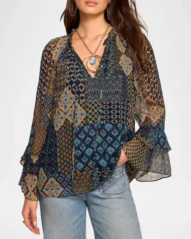 Ramy Brook Anya Raglan Geometric-Print Blouse | Thumbnail 4 Ramy Brook Anya Raglan Geometric-Print Blouse | Thumbnail 4
