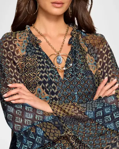 Ramy Brook Anya Raglan Geometric-Print Blouse | Thumbnail 5 Ramy Brook Anya Raglan Geometric-Print Blouse | Thumbnail 5