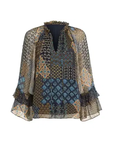 Ramy Brook Anya Raglan Geometric-Print Blouse | Thumbnail 1 Ramy Brook Anya Raglan Geometric-Print Blouse | Thumbnail 1
