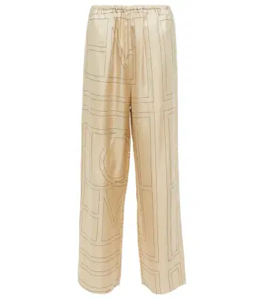 TOTEME Logo wide-leg silk pants | Thumbnail 1 TOTEME Logo wide-leg silk pants | Thumbnail 1